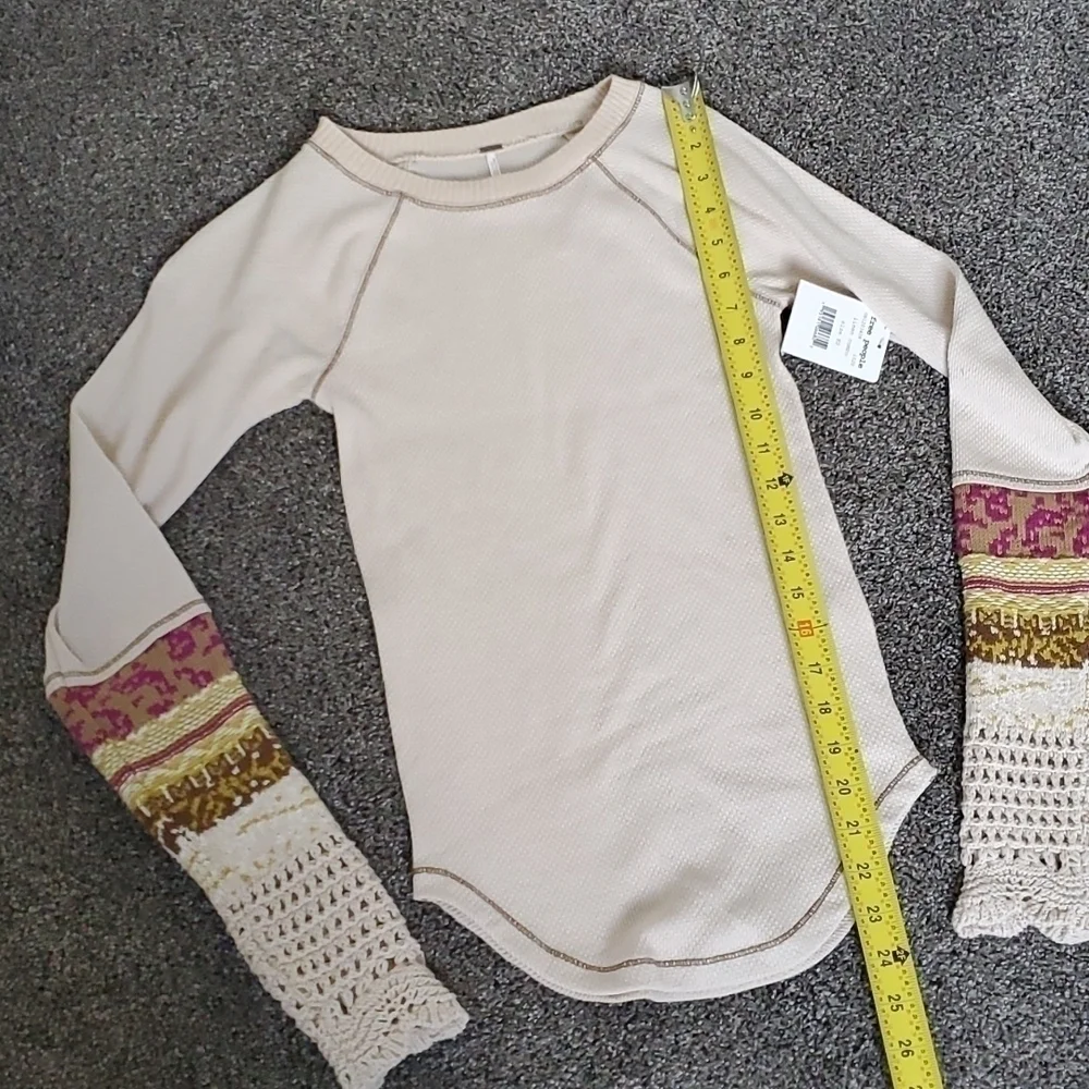 NWT Free People Women Mix Thermal Cuff Boho Hobo Gypsy Y2K Top Sweater